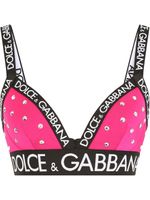 Dolce & Gabbana brassière brodée de sequins à bande logo - Rose