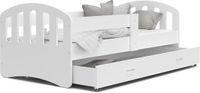 Viking Choice  Kinderbed | Houten bed | 140x80cm| met lattenbodem | met uitschuiflade | wit | met matras - thumbnail