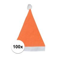 100x Oranje budget kerstmuts voor volwassenen   - - thumbnail