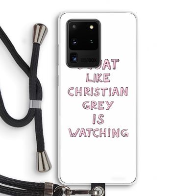 Christian Grey: Samsung Galaxy S20 Ultra Transparant Hoesje met koord