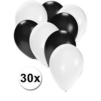 Ballonnen wit en zwart 30x - thumbnail