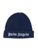 Palm Angels Kids bonnet à logo brodé - Bleu - thumbnail