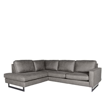 LABEL51 Hoekbank Arezzo - Grijs - Microfiber - Ottomane + 2,5-Zits