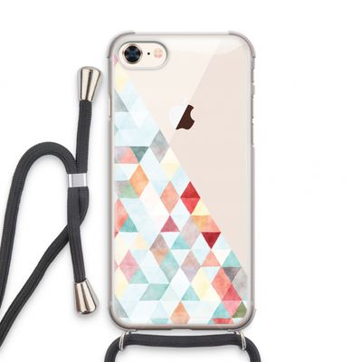 Gekleurde driehoekjes pastel: iPhone 8 Transparant Hoesje met koord