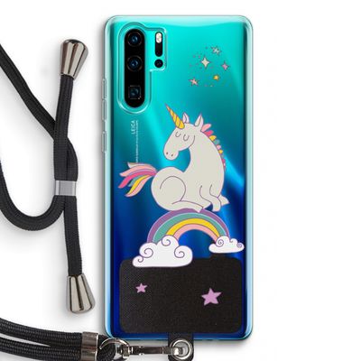 Regenboog eenhoorn: Huawei P30 Pro Transparant Hoesje met koord