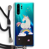 Regenboog eenhoorn: Huawei P30 Pro Transparant Hoesje met koord