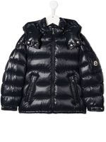 Moncler Enfant doudoune à patch logo - Bleu