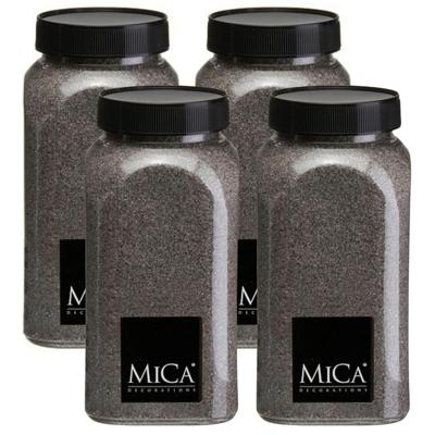 Mica Decorations decoratie zand - 4x - 650ml - donkergrijs - hobby zandkorrels - sierzand