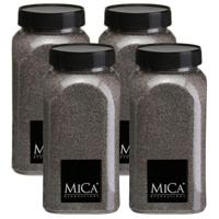 Mica Decorations decoratie zand - 4x - 650ml - donkergrijs - hobby zandkorrels - sierzand