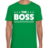 The Boss tekst t-shirt - groen - voor heren - voor de Baas - Carnaval - Foute Party kleding