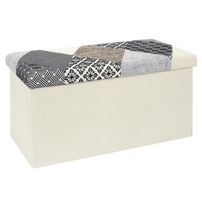 Hocker/poef opvouwbaar - multicolor - Lapjes - polyester - 76 x 38 cm
