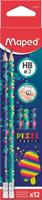 Grafietpotlood maped pixel party 12 stuks assorti