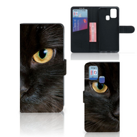 Samsung Galaxy M31 Telefoonhoesje met Pasjes Zwarte Kat