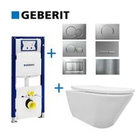 Geberit UP320 Toiletset set10 Wiesbaden Stereo Mat Wit met Sigma Drukplaat - thumbnail