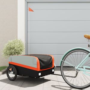 Fietstrailer 45 kg ijzer zwart en oranje