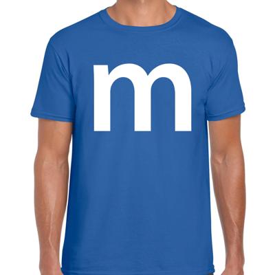 Letter M verkleed Carnaval t-shirt - blauw - voor heren - M en M carnavalskleding - groepjes Letter M verkleed Carnaval t-shirt - blauw - voor heren - M en M carnavalskleding - groepjes