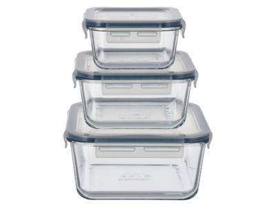 SILVERCREST Set van 3 glazen vershoudbakjes (Vierkant)