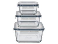 SILVERCREST Set van 3 glazen vershoudbakjes (Vierkant)