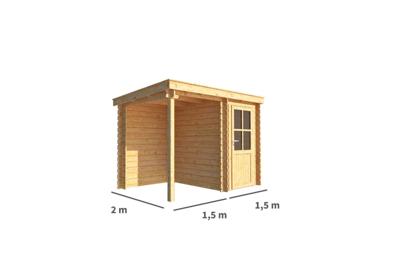 Blokhut met overkapping Els 300 cm bij 200 cm diep Lessenaarsdak - Warentuin collection