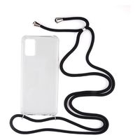 Shop4 - Oppo A52 Hoesje - Zachte Back Case met Koord Zwart (Open Camera) - thumbnail