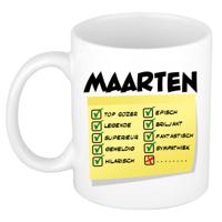 Naam mok Maarten - wit - top gozer - keramiek - 300 ml - cadeau collega beker - thumbnail