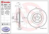 Remschijf BREMBO, Remschijftype: Binnen geventileerd, u.a. für Subaru, Toyota