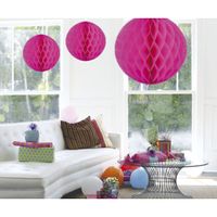 Decoratie bollen/ballen/honeycombs fuchsia roze 50 cm   -