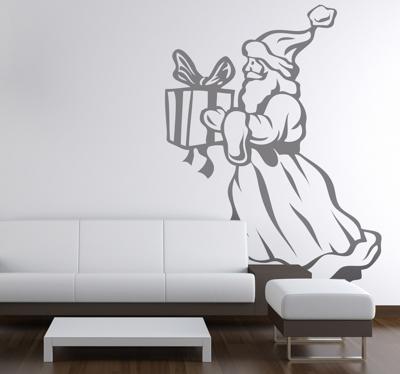 Kerstman met cadeau sticker