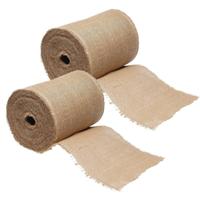 Rol jute lint/decoratielint - 2x - 20 cm x 25 meter op rol - hobby/decoratiemateriaal - jute stof Rol jute lint/decoratielint - 2x - 20 cm x 25 meter op rol - hobby/decoratiemateriaal - jute stof