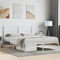Bedframe met hoofdbord metaal wit 140x190 cm
