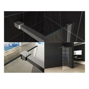 Wiesbaden Slim | profielset 200 cm + 120 cm stabilisatiestang | Incl.Glas- en muurkoppeling | Chroom