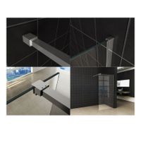Wiesbaden Slim | profielset 200 cm + 120 cm stabilisatiestang | Incl.Glas- en muurkoppeling | Chroom