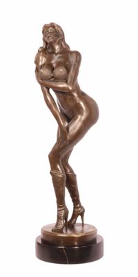 EROTISCHE BRONZEN SCULPTUUR VAN EEN PIN-UP GIRL / NUDE