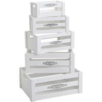 5x Witte houten opberg fruitkistjes/kratten - Home Sweet Home - mix assortie maten 5x Witte houten opberg fruitkistjes/kratten - Home Sweet Home - mix assortie maten