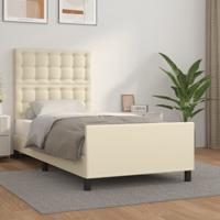 Bedframe met hoofdbord kunstleer crèmekleurig 90x190 cm