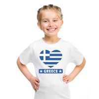 Griekenland hart vlag t-shirt wit jongens en meisjes - thumbnail