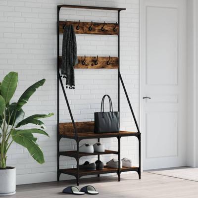 VidaXL Kledingrek met schoenenrek 80x40x184 cm gerookt eikenkleurig