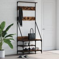 VidaXL Kledingrek met schoenenrek 80x40x184 cm gerookt eikenkleurig