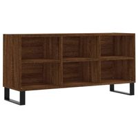 The Living Store TV-meubel - Tv-kast met 6 vakken - 103.5 x 30 x 50 cm - Bruin eiken - Bewerkt hout en ijzer - thumbnail