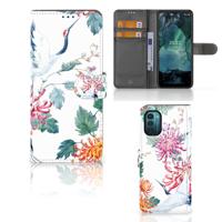 Nokia G11 | G21 | Telefoonhoesje | Met pasjeshouder | Bird Flowers