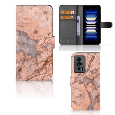Xiaomi Poco F5 Pro | Bookcase | Marmer Oranje