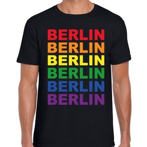 Regenboog Berlin gay pride zwart t-shirt voor heren