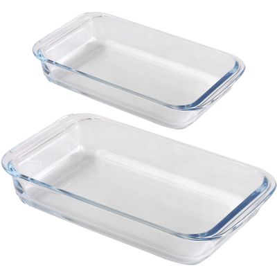 Ovenschaal set 2-delig - rechthoek - glas - 1L en 1,6L Ovenschaal set 2-delig - rechthoek - glas - 1L en 1,6L