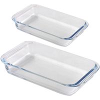 Ovenschaal set 2-delig - rechthoek - glas - 1L en 1,6L