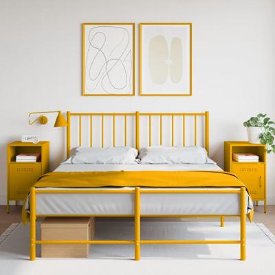 Nachtkastjes 2 st 36x39x68 cm staal mosterdgeel