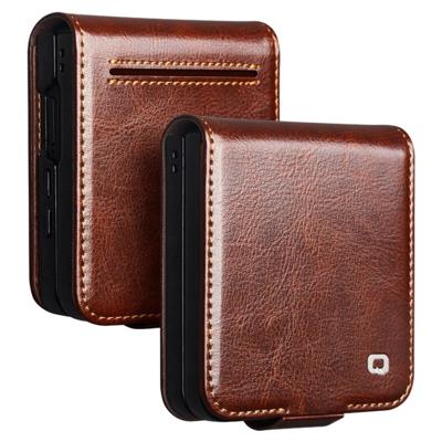 Qialino Samsung Galaxy Z Flip 7 hoesje - Leren Flipcase - Donkerbruin