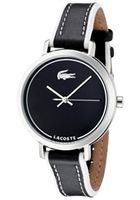 Lacoste horlogeband 2000500 / LC-33-3-14-0165 Leder Zwart 14mm + wit stiksel - thumbnail