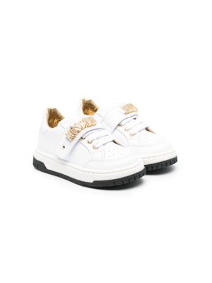 Moschino Kids baskets en cuir à logo - Blanc