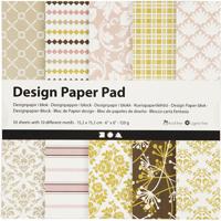 Creativ Company Design papierblok, vel 15,2x15,2 cm, 120 gr, groen, roze, 50 vel/ 1 doos