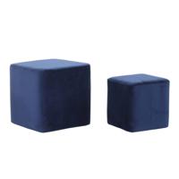 Set van 2 Poef Velvet Cubic – Blauw